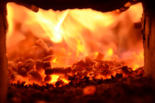 Ember bed during pellet combustion