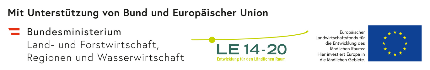 Logo BMLRT, Entwicklung für den ländlichen Raum, Europäischer Landwirtschaftsfonds